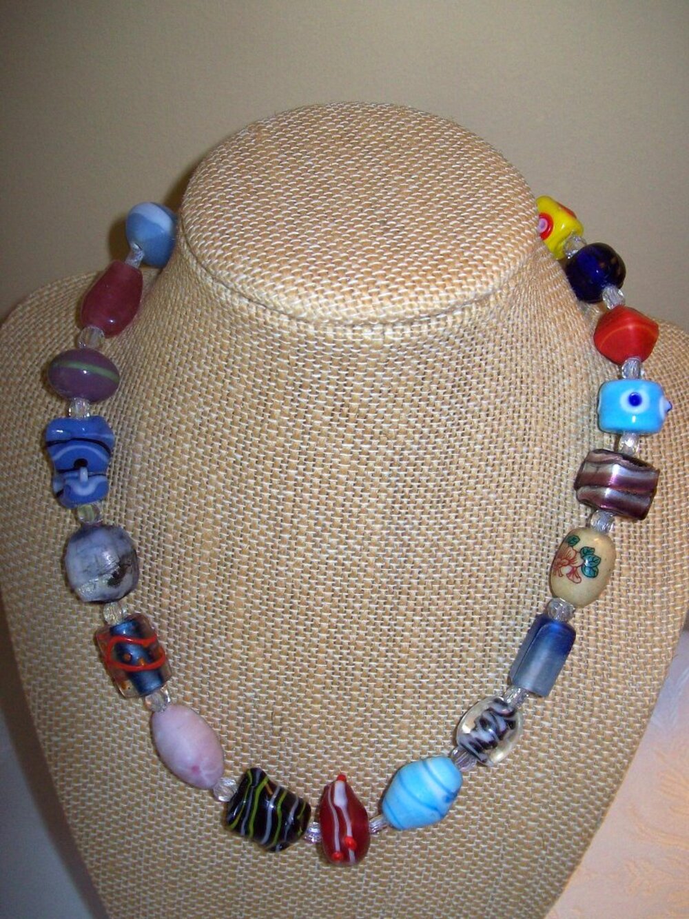 New Handmade Unique Multicolored Glass Bead Necklace